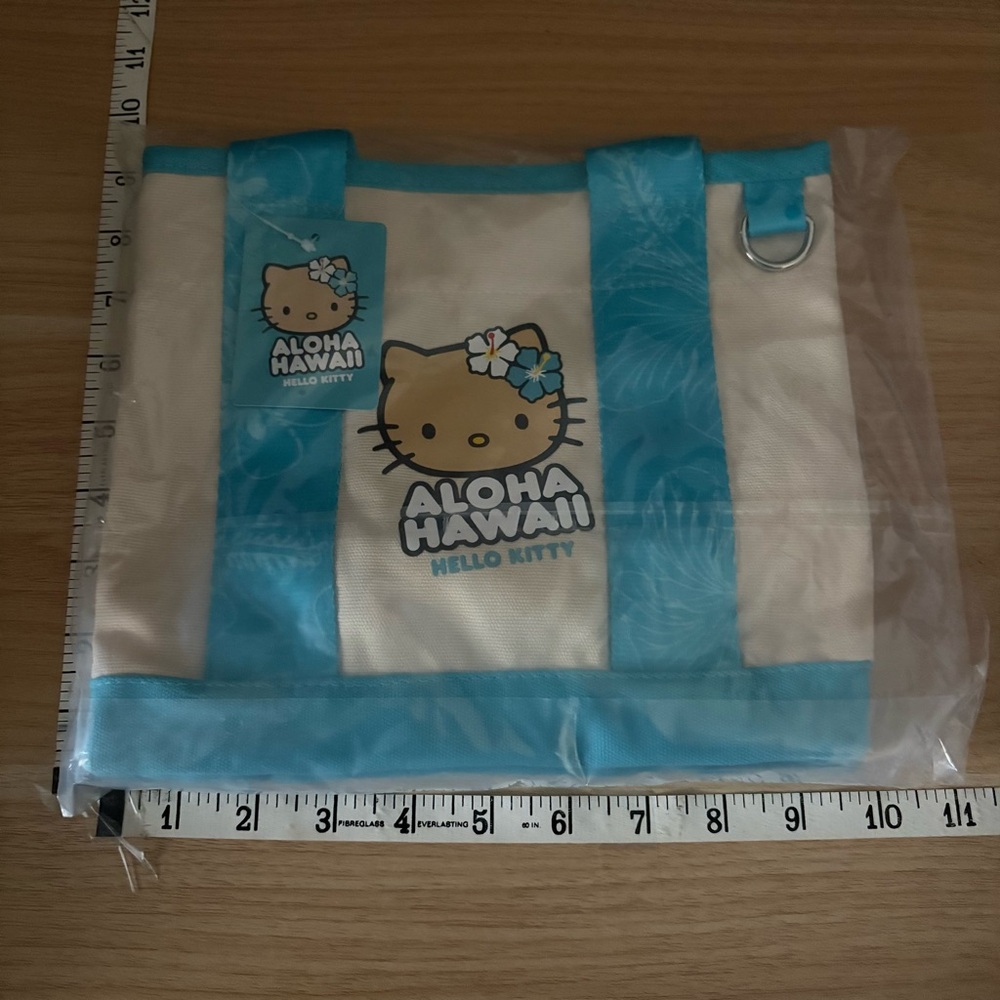 ABC Store x Hello Kitty Aloha Hawaii Blue & Cream Mini Tote Bag